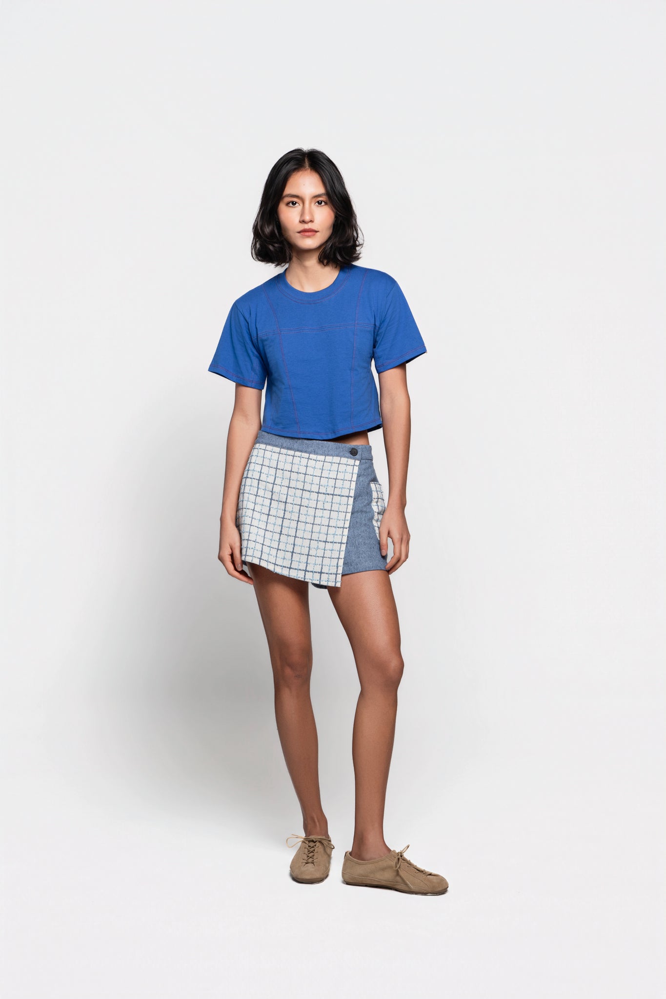 SHORT SAIA BLUE GRID