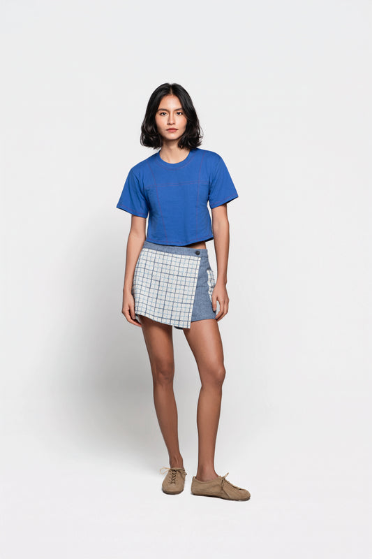 SHORT SAIA BLUE GRID