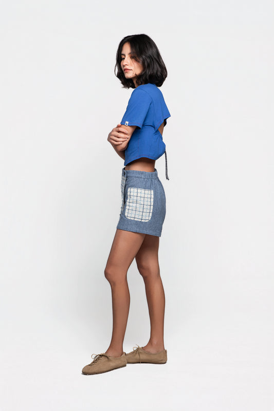 SHORT SAIA BLUE GRID