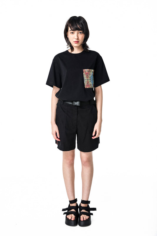 CAMISETA PLEATED POCKET BLACK